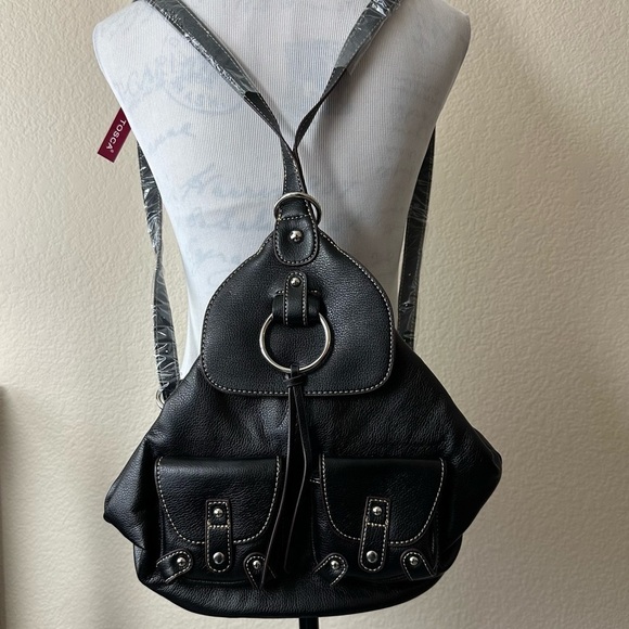 Tosca Backpack Black Vegan Leather Handbag Rucksack Day Travel Brand New - Picture 3 of 10